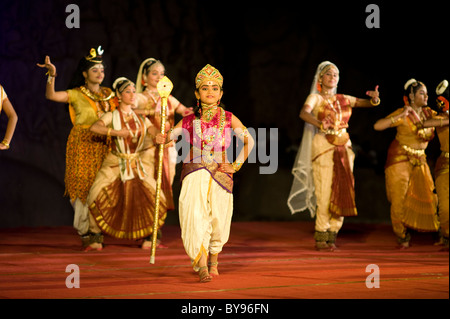 Mamallapuram dance festival 2011.  A month long celebration of Classical and Folk dance from all parts of India. Stock Photo