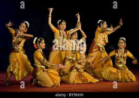 Mamallapuram dance festival 2011.  A month long celebration of Classical and Folk dance from all parts of India. Stock Photo