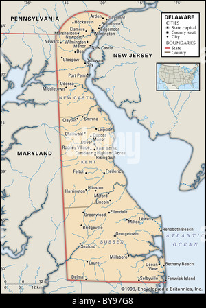 Political map of Delaware Stock Photo