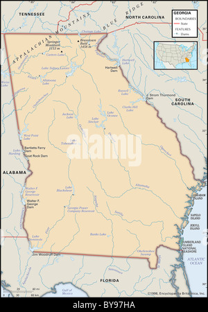 Physical Map Of Georgia Physical Map Of Georgia Stock Photo - Alamy