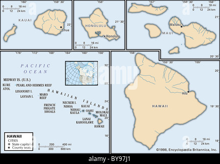 Political map of Hawaii Stock Photo