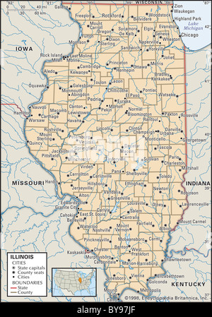 Political map of Illinois Stock Photo