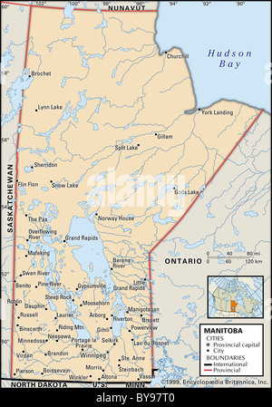 Map of Manitoba Stock Photo