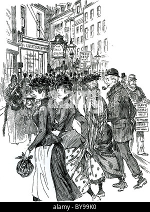 SHOPPING IN LONDON in  1890 from a French magazine Stock Photo