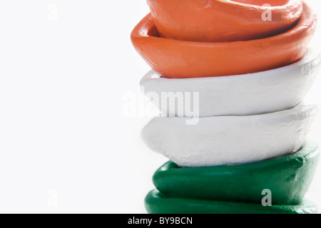 Different coloured diyas Stock Photo