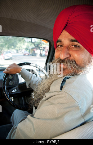 Portrait of a Sikh taxi driver Stock Photo