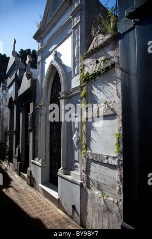 La Recoleta cemetery in the upper class neighrbohood of La Recoleta in Buenos Aires, Argentina. Eva Peron lies here. Stock Photo