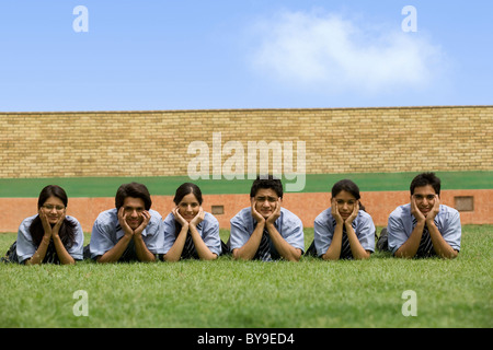 Portrait of students in the garden of a school Stock Photo