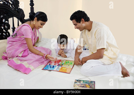 Bengali family playing ludo Stock Photo