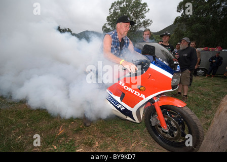 motorcycle burnout Stock Photo