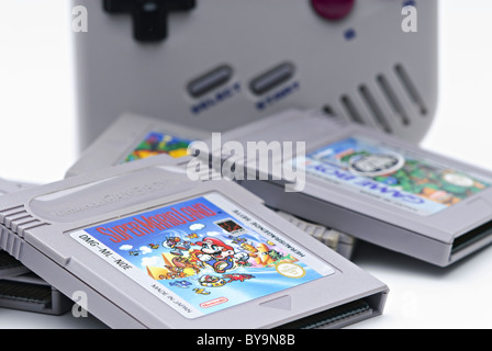 1989 Game Boy with game cartridges Stock Photo