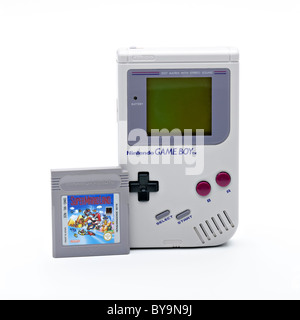 1989 Game Boy with Super Mario game cartridges Stock Photo