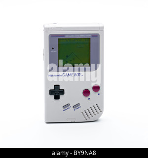1989 Game Boy with Super Mario game in screen Stock Photo
