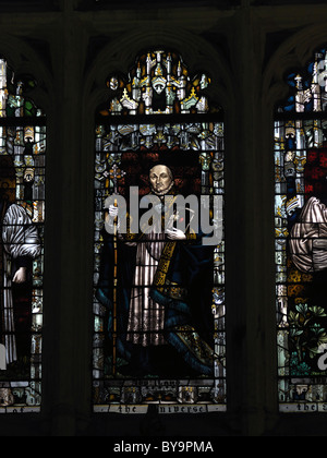 Canterbury Kent England Canterbury Cathedral Chapter House Stained Glass Windows Depicting Archbishop Laud Stock Photo
