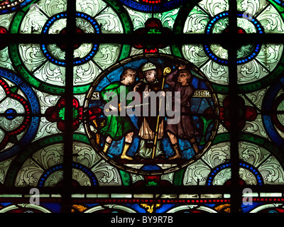 Canterbury Kent England Canterbury Cathedral Stained Glass Window Depicting The Martyrdom Of Saint Thomas Becket Stock Photo