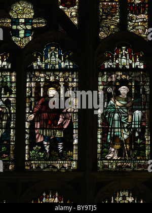 Canterbury Kent England Canterbury Cathedral Chapter House Stained Glass Window Depicting King Ethelbert And Archbishop Theodore Stock Photo