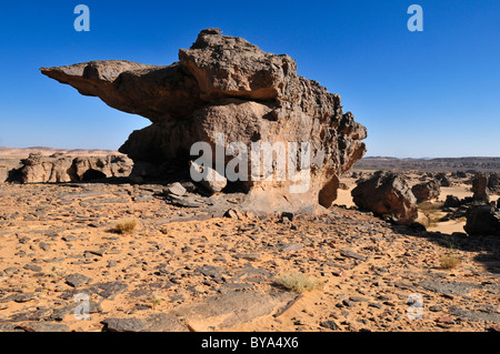 Sandstone rock formation on Tasset Plateau, Tassili n'Ajjer National Park, Unesco World Heritage Site, Wilaya Illizi, Algeria Stock Photo