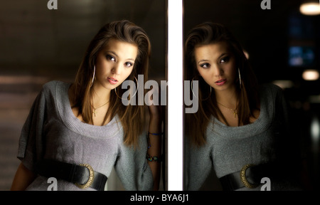 Young woman with a thoughtful expression, portrait Stock Photo