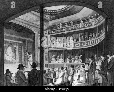 REGENCY THEATRE, Tottenham Street, London in 1819 during a production of Othello Stock Photo