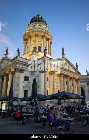 Restaurant in front of German Cathedral, Gendarmenmarkt, Friedrichstadt, Berlin, Germany, Europe Stock Photo