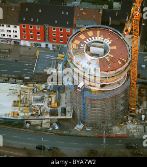 Aerial view, Exzenterhaus office building, former bunker, Universitaetsstrasse street, Bochum, Ruhrgebiet region Stock Photo