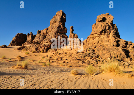 Sandstone rock formation on Tasset Plateau, Tassili n'Ajjer National Park, Unesco World Heritage Site, Wilaya Illizi, Algeria Stock Photo