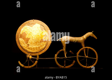Solvognen, Trundholm sun chariot, from the Bronze Age, at display at the National Museum, Nationalmuseet, Copenhagen, Denmark Stock Photo