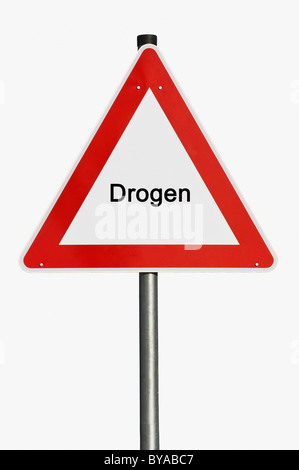 Warning sign with drugs symbol Stock Photo - Alamy