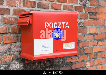 Postbox, letterbox, Zamek Krolewski na Wawelu, Wawel Royal Castle, historic district, Krakow, Cracow, Malopolska Province Stock Photo
