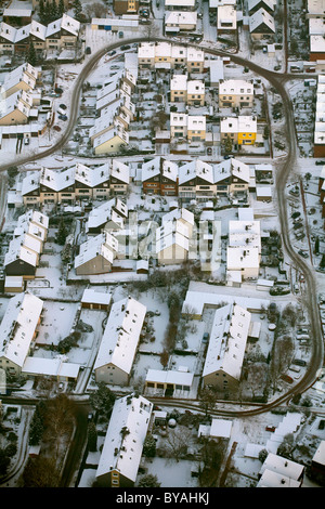 Aerial view, lack of winter maintenance in residential area, snow, Am Schichtmeister, Annen, Witten, Ruhr Area Stock Photo