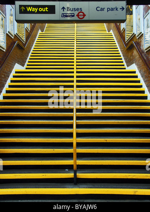 Long staircase at Stanmore Tube, Middlesex, England, UK, Europe Stock Photo