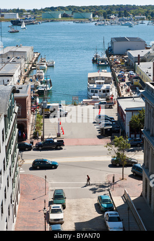 Pier at the end of Custom House Street in the Old Port District of Portland, Maine Stock Photo