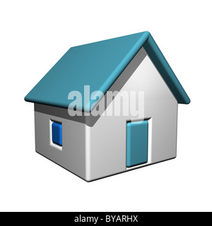 The small one-storeyed house, 3d, a white background. Stock Photo