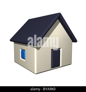 The small one-storeyed house, 3d, a white background. Stock Photo