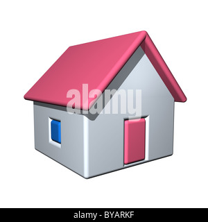 The small one-storeyed house, 3d, a white background. Stock Photo