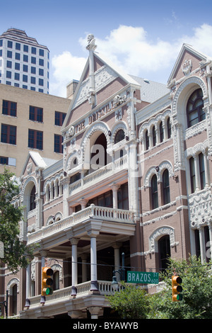 Driskill Hotel at Brazos and Sixth Street in entertainment district of downtown Austin, Texas, USA Stock Photo