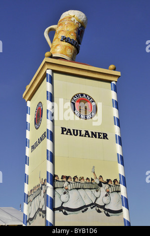 Paulaner tower of the Paulaner beer tent at Oktoberfest, Munich, Bavaria, Germany, Europe Stock Photo