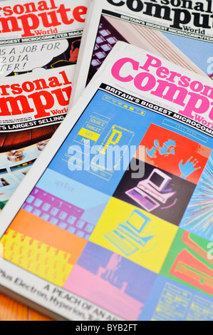 Selection of Personal Computer World computer magazines from 1983 Stock Photo