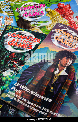 Selection of Computer and Video Games (CVG) computer magazines from 1983 Stock Photo