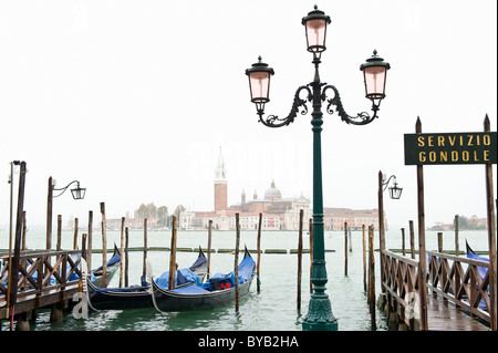 Gondolas near Piazza San Marco square, Venice, Italy, Europe Stock Photo