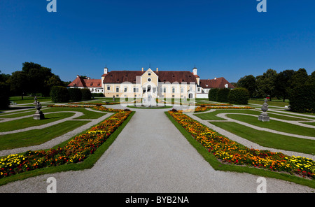 View of the Altes Schloss Schleissheim castle with castle gardens, Oberschleissheim near Munich, Upper Bavaria, Bavaria Stock Photo