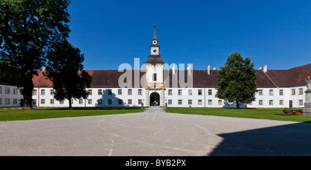 Maximilianshof yard at the Altes Schloss Schleissheim castle with castle gardens, Oberschleissheim near Munich, Upper Bavaria Stock Photo