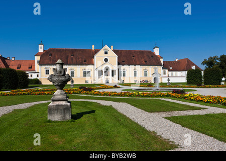 View of the Altes Schloss Schleissheim castle with castle gardens, Oberschleissheim near Munich, Upper Bavaria, Bavaria Stock Photo