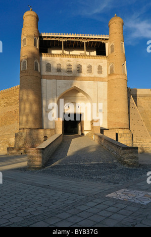 Main entrance gate of Ark fortress in Bukhara, Buchara, Silk Road, Unesco World Heritage Site, Uzbekistan, Central Asia Stock Photo