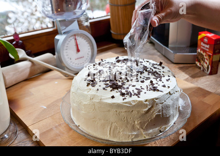 Preparation of a home-made Black Forest gateau Stock Photo