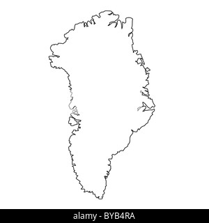 Outline, map of Greenland Stock Photo