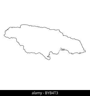 Outline, map of Jamaica Stock Photo