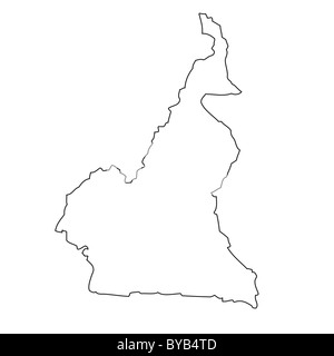 Outline, map of Cameroon Stock Photo