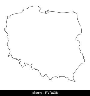 Outline, map of Poland Stock Photo