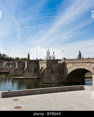 Alte Mainbruecke Main river bridge, Wuerzburg, Bavaria, Germany, Europe Stock Photo